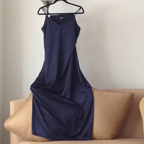 express blue slip dress Midi Slip Dress